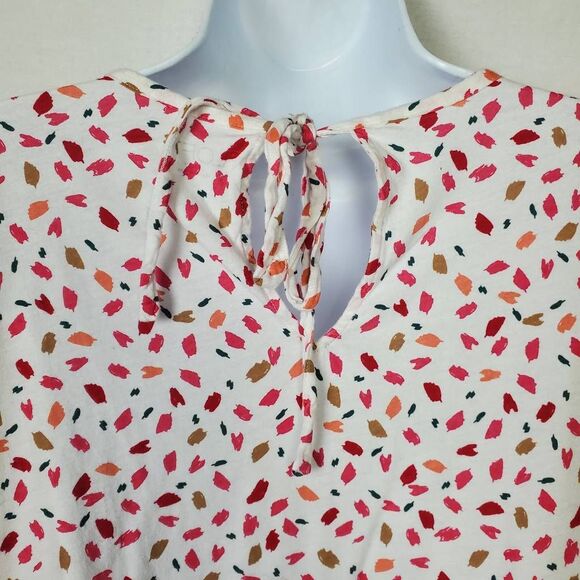 LOFT Outlet XL White Pink Print Flutter Sleeve Top - Picture 5 of 8